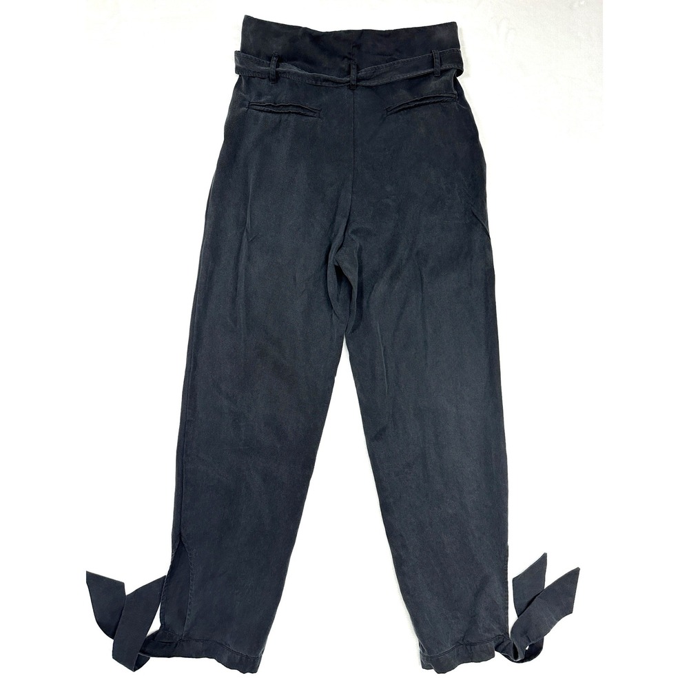 Reformation Avalon Pants Womens 8 Black High Waist Tie Ankle Paperboy Trousers - Picture 5 of 16